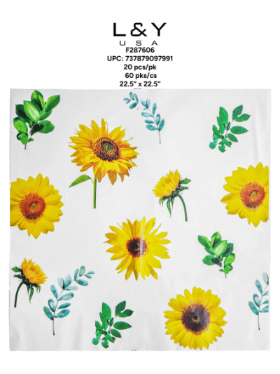 White Sunflower Floral Papers - 20/pk 60bx/cs cs.60