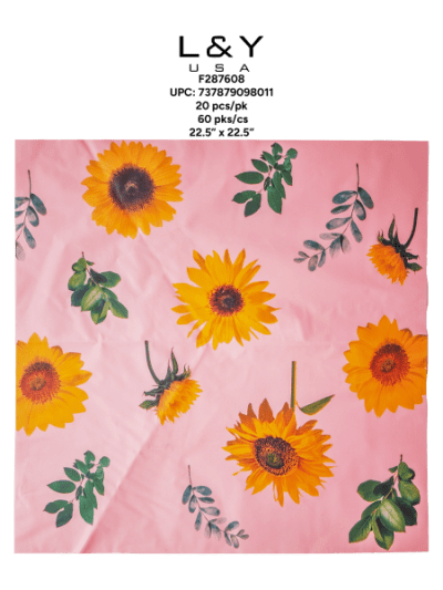 Pink Sunflower Floral Papers - 20/pk 60bx/cs cs.60