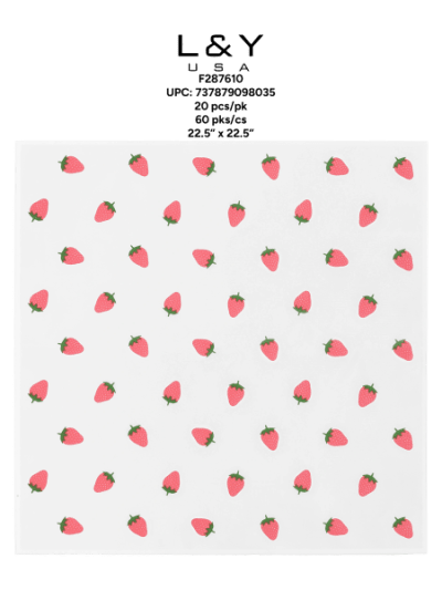 White Strawberry Theme Frosted Floral Paper - 20/pk 60bx/cs cs.60