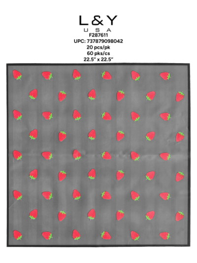 Black Strawberry Theme Frosted Floral Paper - 20/pk 60bx/cs cs.60