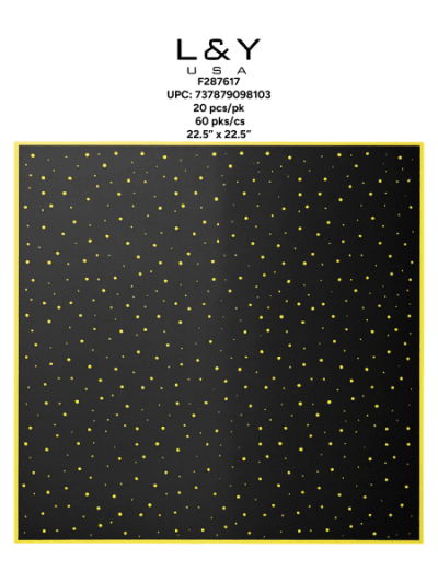 Black Golden Edge Polka Dot Floral Papers - 20/pk 60bx/cs cs.60
