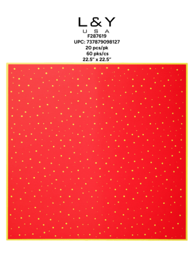 Red Golden Edge Polka Dot Floral Papers - 20/pk 60bx/cs cs.60