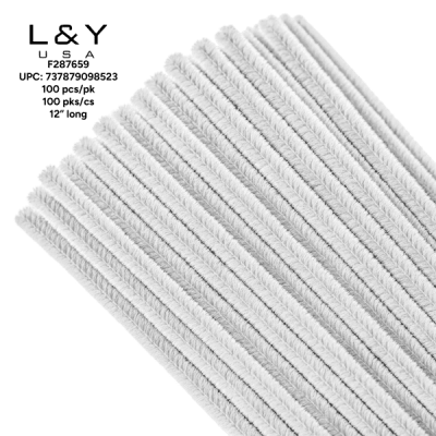 White Chenille Stems - 10/pk 100bx/cs cs.100