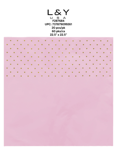 Pink Shiny Foil Heart Floral Papers - 20/pk 60bx/cs cs.60