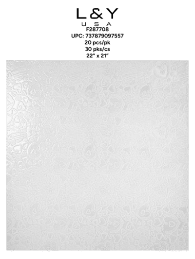 White Heart Embossed Velvet Floral Paper - 20/pk 30bx/cs cs.30pk