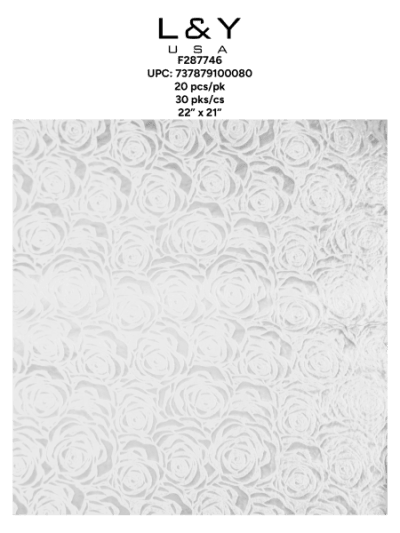 White Velvet Rose Wrapping Paper - 1/pk 30bx/cs cs.30
