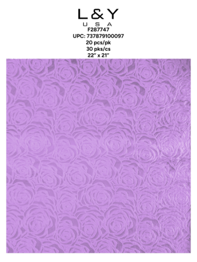 Dark Purple Velvet Rose Wrapping Paper - 20/pk 30bx/cs cs.30pk