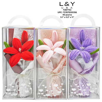 Chenille Stem Lilly Bouquet in Clear Display Box - 4/pk 10bx/cs cs.40