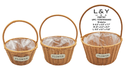 3-in-1 Flower Woven Basket - 1/pk 16bx/cs cs.16set