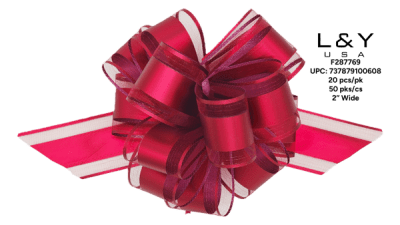 Matte Burgundy Pull Flower Ribbon - 20/pk 50bx/cs cs.50