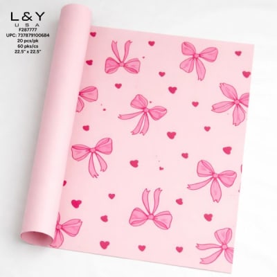 Pink Hearts & Bowtie Floral Papers - 20/pk 60bx/cs cs.60