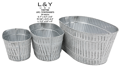 3-in-1 Oval Metallic Flower Pot - 1/pk 24bx/cs cs.24