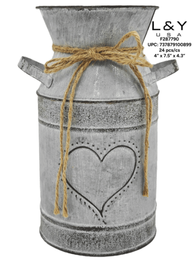Heart-Symbol Rustic Flower Pot - 1/pk 24bx/cs cs.24