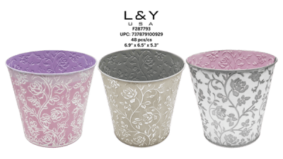 Embossed Spring Rose Flower Pot - 12/pk 4bx/cs cs.48