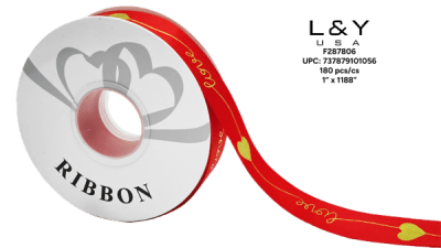 Red Romantic Ribbon 1" - 5/pk 36bx/cs cs.180