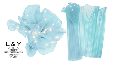 Cyan Ruffled Floral Wrappers with Lights - 12/pk 10bx/cs cs.120