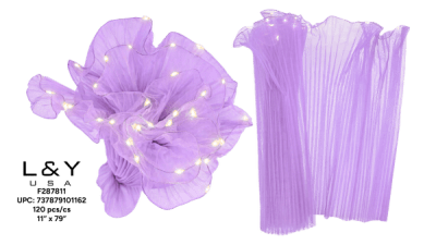 Light Purple Ruffled Floral Wrappers with Lights - 12/pk 10bx/cs cs.120
