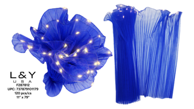 Royal Blue Ruffled Floral Wrappers with Lights - 12/pk 10bx/cs cs.120