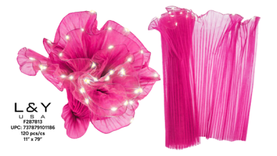 Fuchsia Ruffled Floral Wrappers with Lights - 12/pk 10bx/cs cs.120