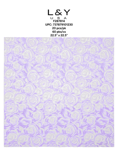 Purple Rose Frosted Floral Paper - 20/pk 60bx/cs cs.60