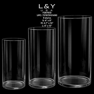 3-piece Clear Plastic Round Vase - 1/pk 9bx/cs cs.9