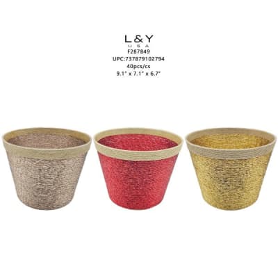Woven Rattan Flower Pot, Assorted Colors - 6/pk 6bx/cs cs.36