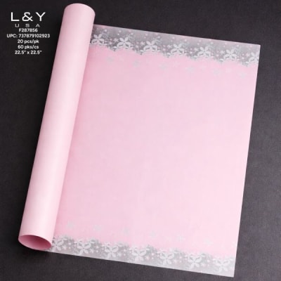Light Pink Blooming-Pattern Floral Papers - 20/pk 60bx/cs cs.60