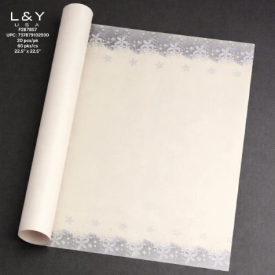 Off-White Blooming-Pattern Floral Papers - 20/pk 60bx/cs cs.60
