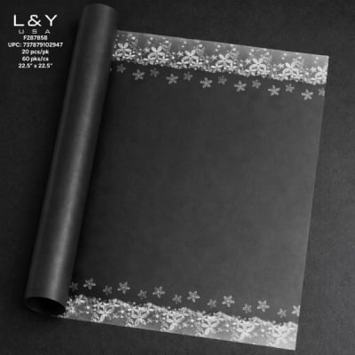 Black Blooming-Pattern Floral Papers - 20/pk 60bx/cs cs.60