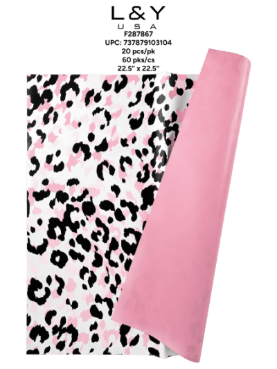 Light Pink Leopard Pattern Floral Paper - 20/pk 60bx/cs cs.60