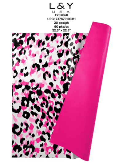 Fuchsia Leopard Pattern Floral Paper - 20/pk 60bx/cs cs.60