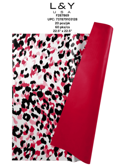 Dark Red Leopard-Pattern Floral Paper - 20/pk 60bx/cs cs.60