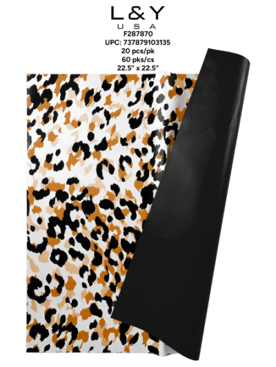 Black Leopard-Pattern Floral Paper - 20/pk 60bx/cs cs.60