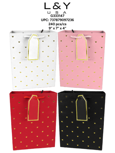 Heart Dots Gift Bags Small - 12/pk 20bx/cs cs.240