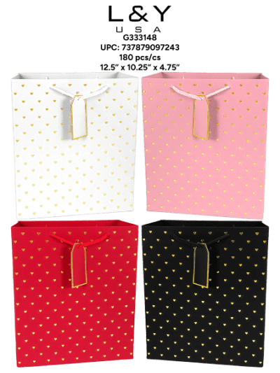 Heart Dots Gift Bags Medium - 12/pk 15bx/cs cs.180
