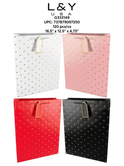 Heart Dots Gift Bags Large - 12/pk 10bx/cs cs.120