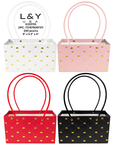 Gold Rectangle Dotted Pattern Paper Bags - 12/pk 20bx/cs cs.240
