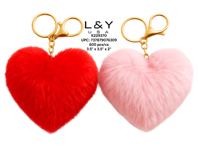 Cute Furry Hearts Keychain - 12/pk 50bx/cs cs.50pk