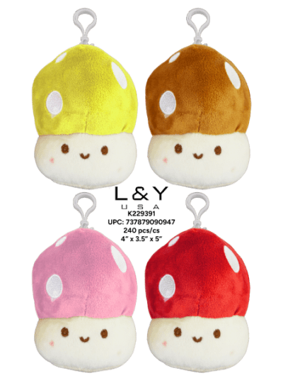 Mushroom Plush Kechains - 12/pk 20bx/cs cs.240