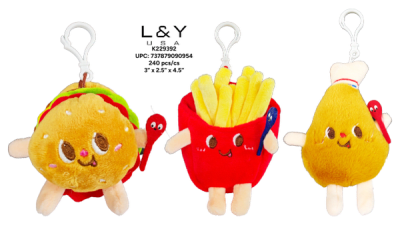 Fast Food Plush Keychains - 12/pk 20bx/cs cs.240