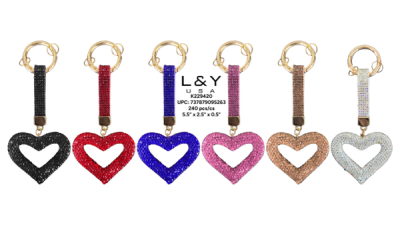 Heart Bling Keychains - 12/pk 20bx/cs cs.240