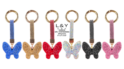 Bling Butterfly Keychains - 12/pk 20bx/cs cs.240