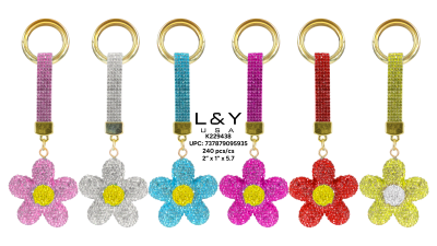 Flower Rhinestone Keychains - 12/pk 20bx/cs cs.240