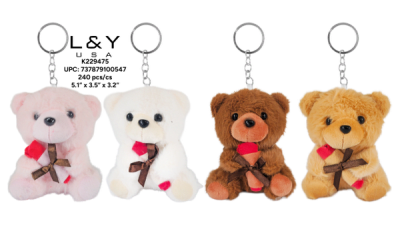 Romantic Bouquet Mini Bear Plushie Keychain - 12/pk 20bx/cs cs.240