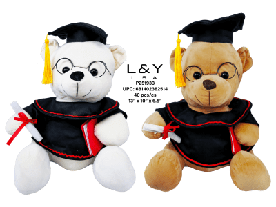 Plush Graduation Bear 14'' - Med - 1/pk 40bx/cs cs.40