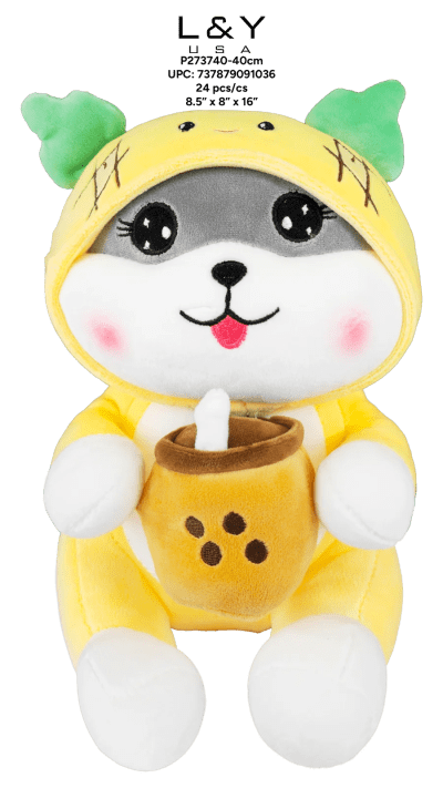 Boba Drinking Corgi in Deer Hoodie Plush 16" - 12/pk 2bx/cs cs.24