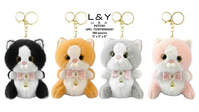Bow Tie Cat Plush Keychains - 12/pk 15bx/cs cs.180