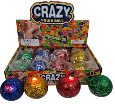 Water Filled Glitter Squish Ball - 12/pk 12bx/cs cs.144