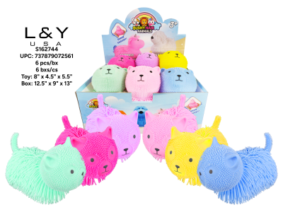 Colorful Shaggy Cat Squishy - 12/pk 3bx/cs cs.36