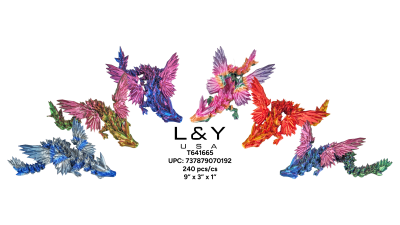 9" 3D Printed Winged Dragon - 12/pk 20bx/cs cs.240